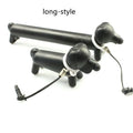 Black long puppy dog shaped touch screen stylus pen shown next to its carry socket