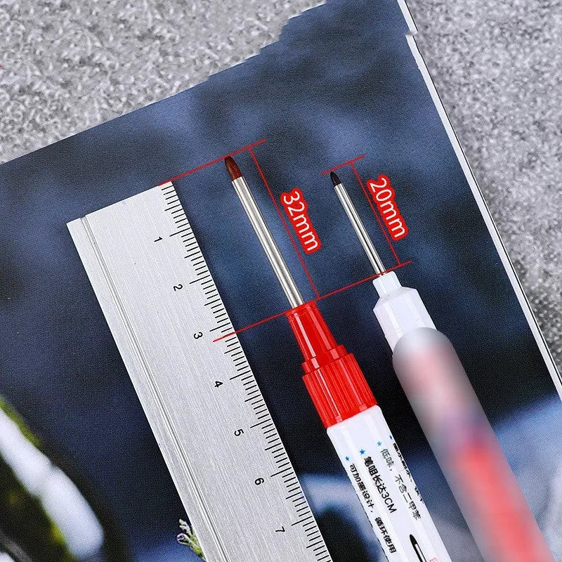 Oil-based woodworking marker pen measuring 15.2 cm with quick-drying waterproof ink in black, red, blue and green colours
