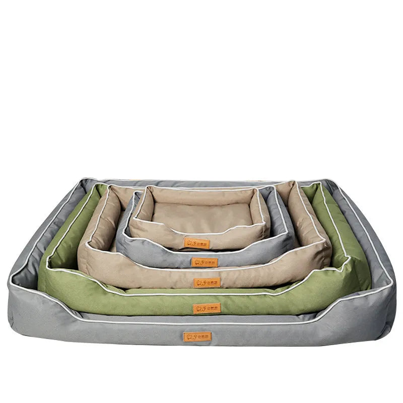 Oxford fabric dog bed with removable washable cover in grey, army green, brown or camouflage