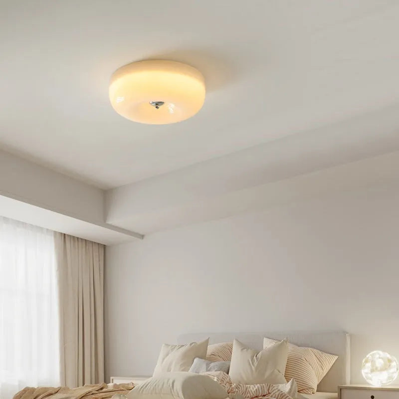 American style cream colour bedroom ceiling lamp with three-colour light function