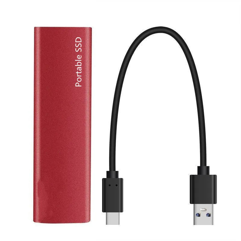 Ultra-thin metal mobile SSD external hard drive showing multiple capacity options and colour interfaces