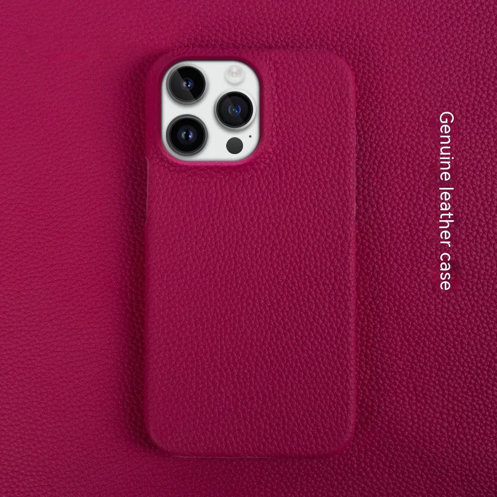 Genuine leather handmade drop-resistant phone case for iPhone in green colour