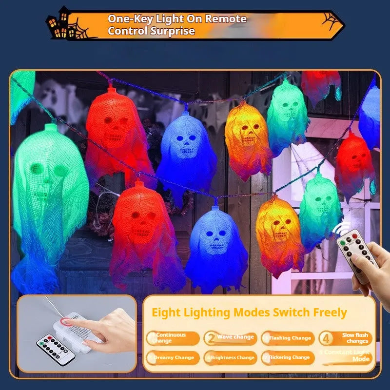 Halloween battery-operated coloured LED lights for indoor wall decoration with 10 or 20 heads