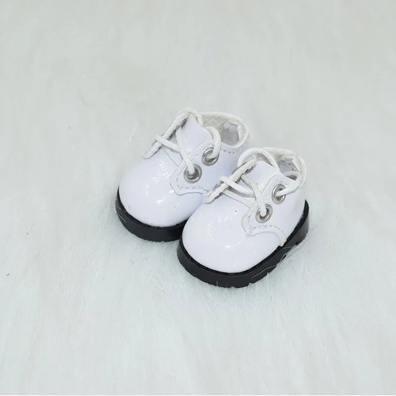 17cm doll replacement shoes in multiple colours including black boots, pink heels, and white leather shoes