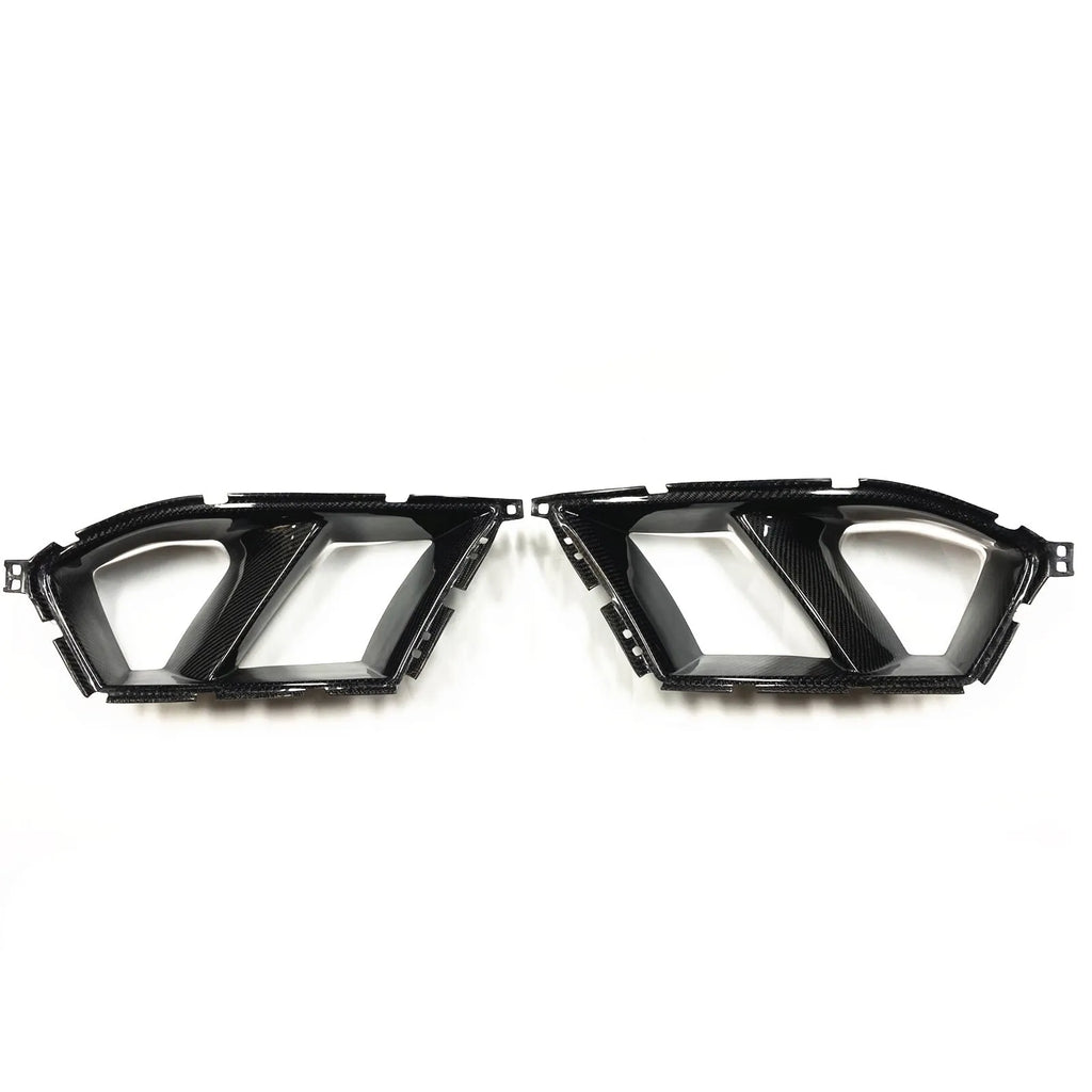Dry carbon fibre front bumper grille for BMW M3 M4 G80 G82 with 3K weave pattern.
