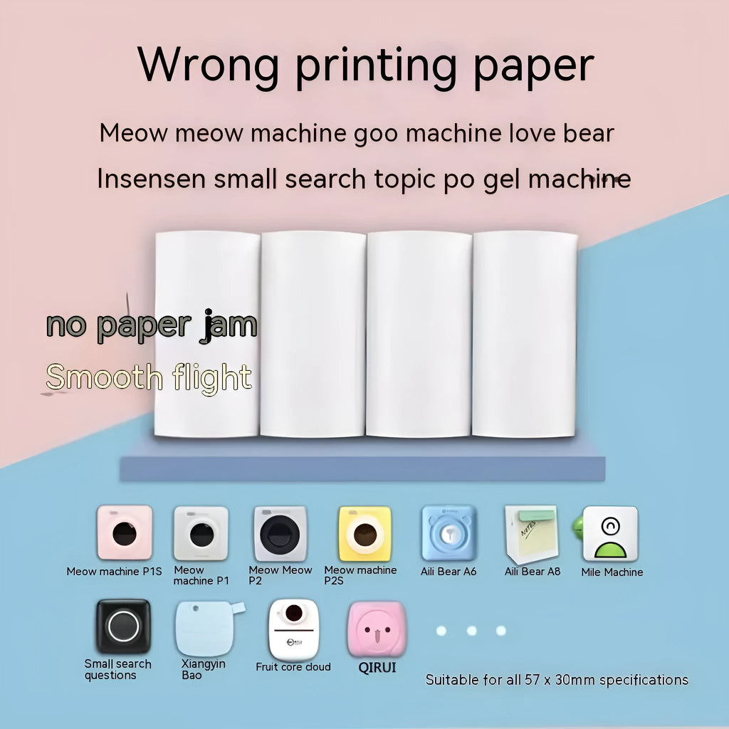 57x30mm thermal printing paper rolls in pink, yellow and blue for wrong question printers