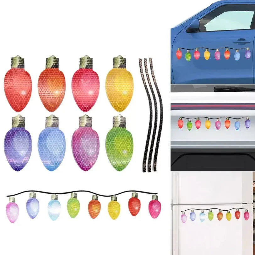 Christmas magnetic light bulb reflective paste set with 24 bulbs and 12 wires for metal surfaces