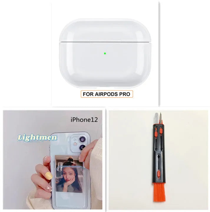 Transparent PC hard shell case for AirPods 2 3 Pro 1 charging box, 1.8mm thick, clear