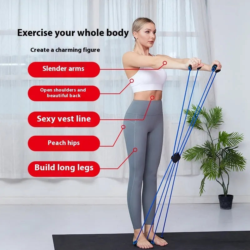 Blue eight character shoulder puller fitness equipment with cross tension device for female body shaping