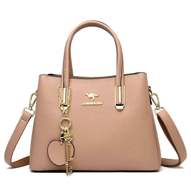 Large capacity women's bag with lychee texture, PU material, horizontal square shape, 28x22x12.5cm, available in six colours
