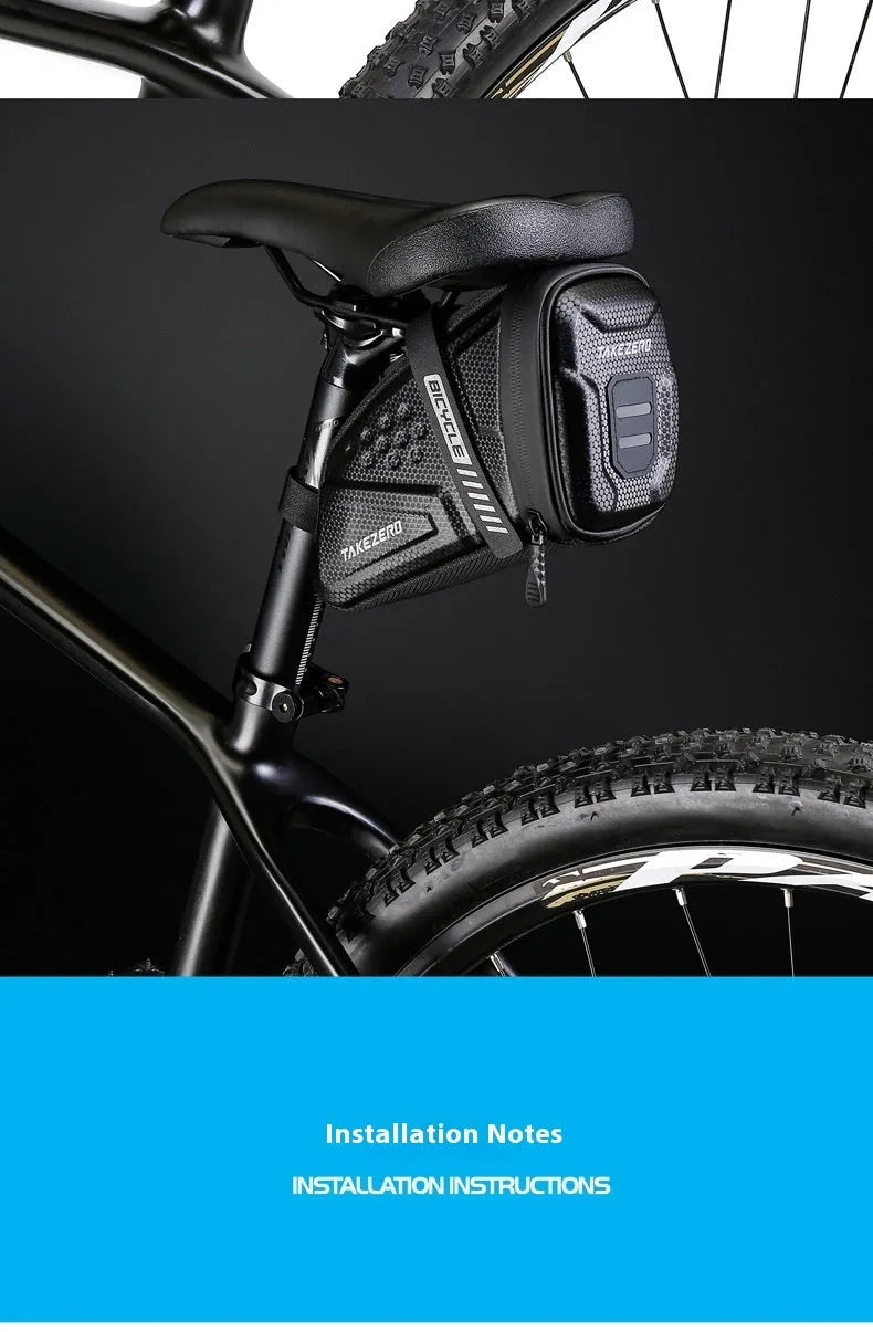 Bicycle saddle bag 1L black plain under saddle on mountain bike with fixture fitting