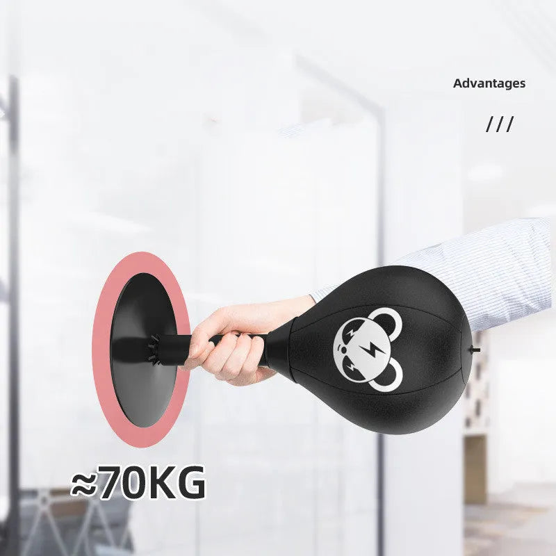 Tabletop boxing speed ball with suction cup base and inflatable target in burst bear design
