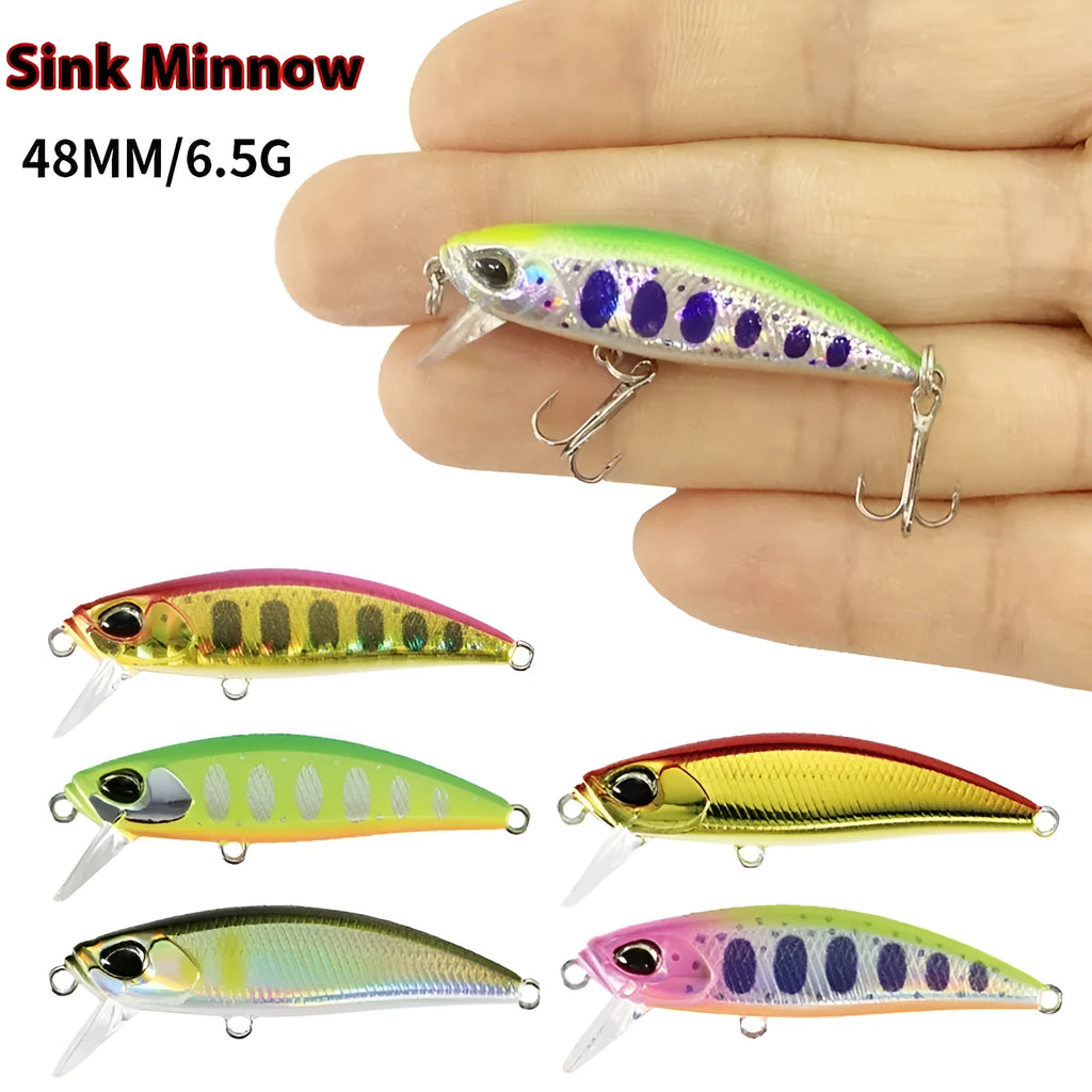 Japanese Submerged Mino hard fishing lure, 48mm length, for snakehead and mandarin fish.