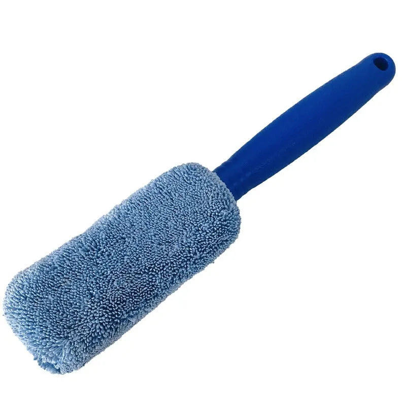 Microfiber car tyre brush with long handle for cleaning alloy wheels