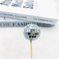 Glass mirror ball cake decoration on wooden stick in four size options for celebration cakes