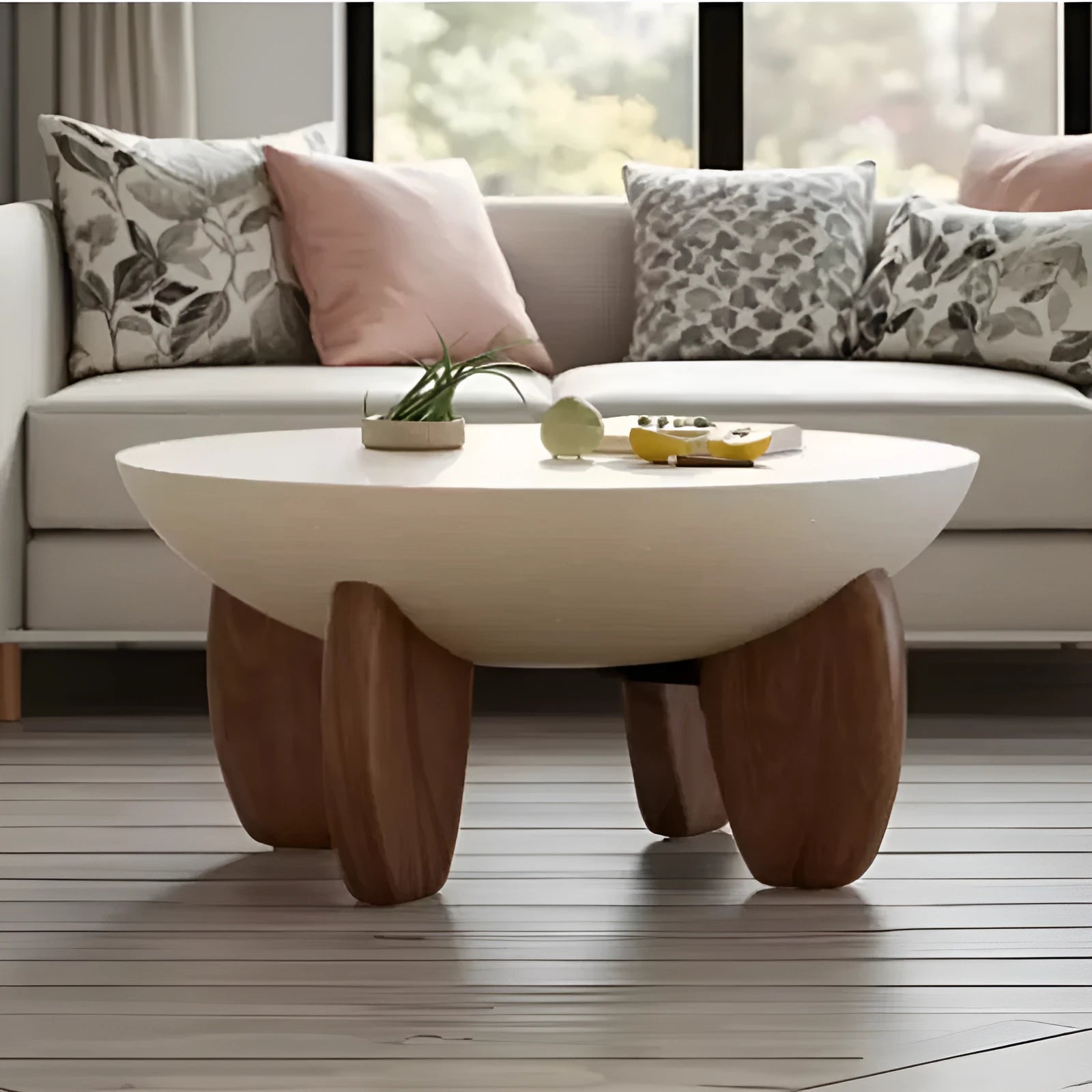 White adjustable height solid wood coffee table with storage compartment