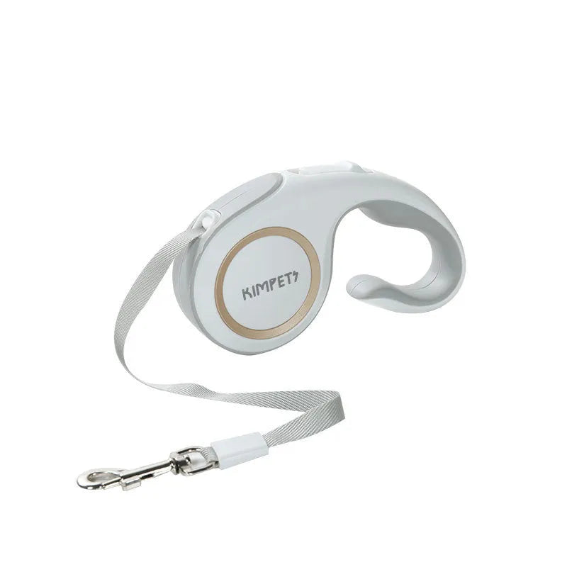 Automatic retractable dog lead with ABS body, non-slip rubber handle, and polyester rope, shown in Morandi Light Green.