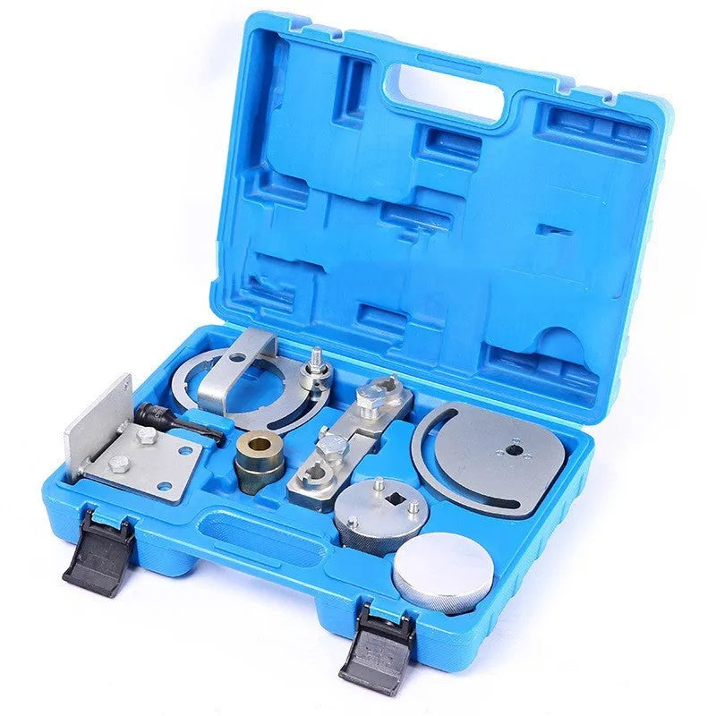 Volvo T6 3.0 3.2 engine timing special tool set with eight carbon steel pieces for auto repair.