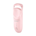 Electric USB-powered eyelash curler in cream white, maca pink, or vanilla apricot colour on a plain background