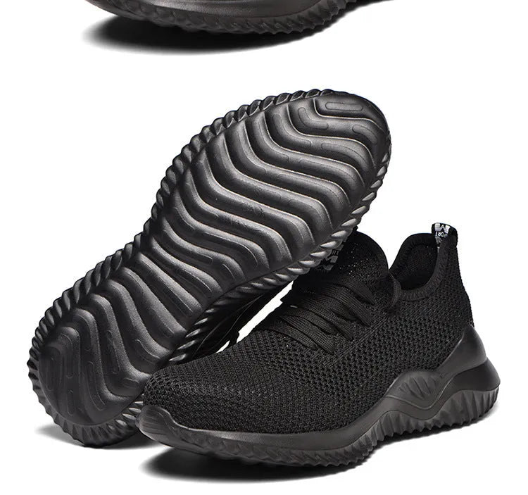 Men's work safety shoes with steel toe caps in black and grey colour options