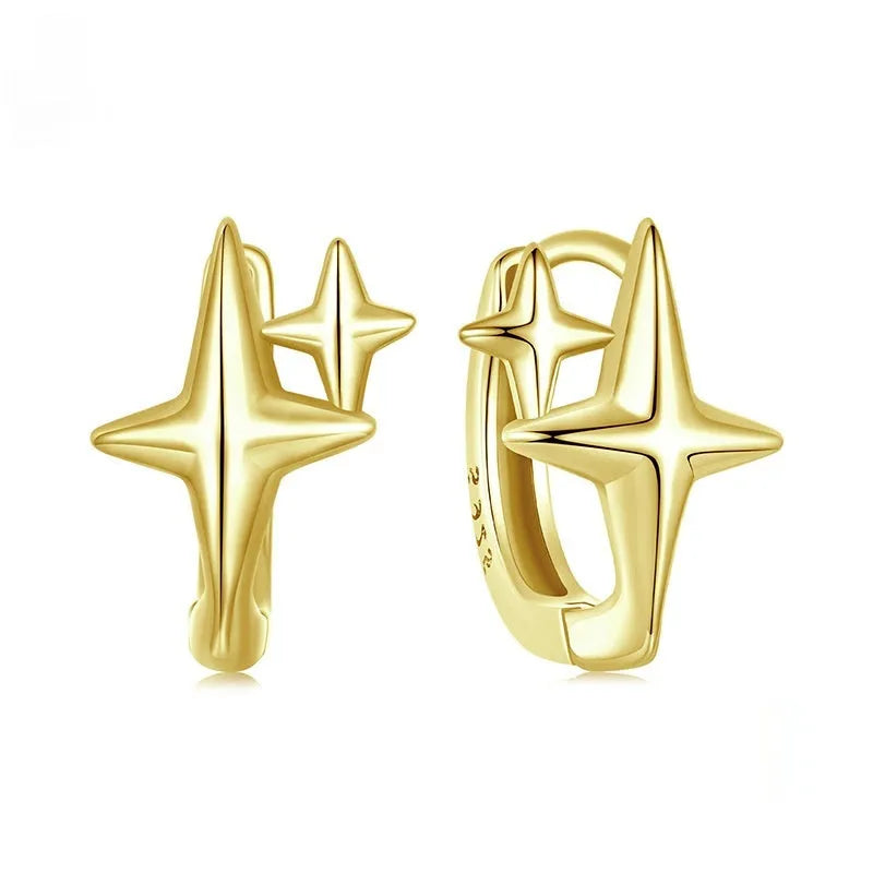 Minimalist star design sterling silver ear clip jewellery with oxidation treatment