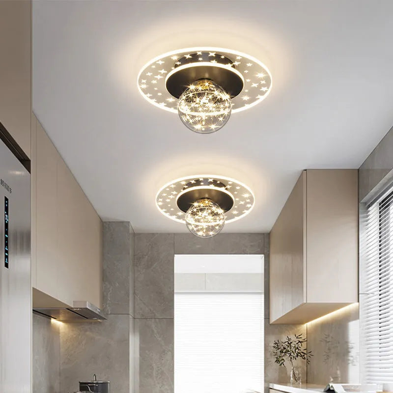 Modern minimalist corridor ceiling lamp with remote control in gold, black, or white finish