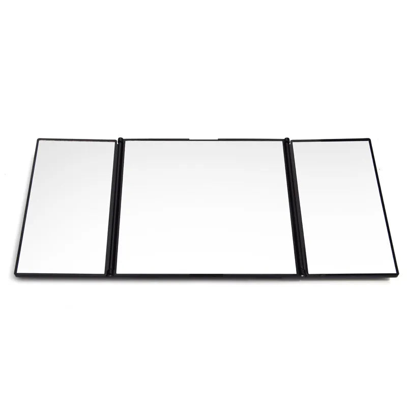 Silver folding car visor mirror shown opened to 30.5cm wide with ABS plastic frame