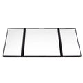 Silver folding car visor mirror shown opened to 30.5cm wide with ABS plastic frame