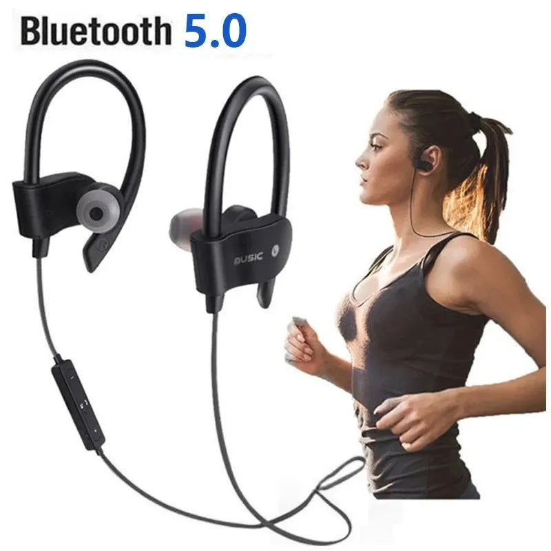 Black and bare metal wireless bluetooth earphone sport neck hanger with in-ear design