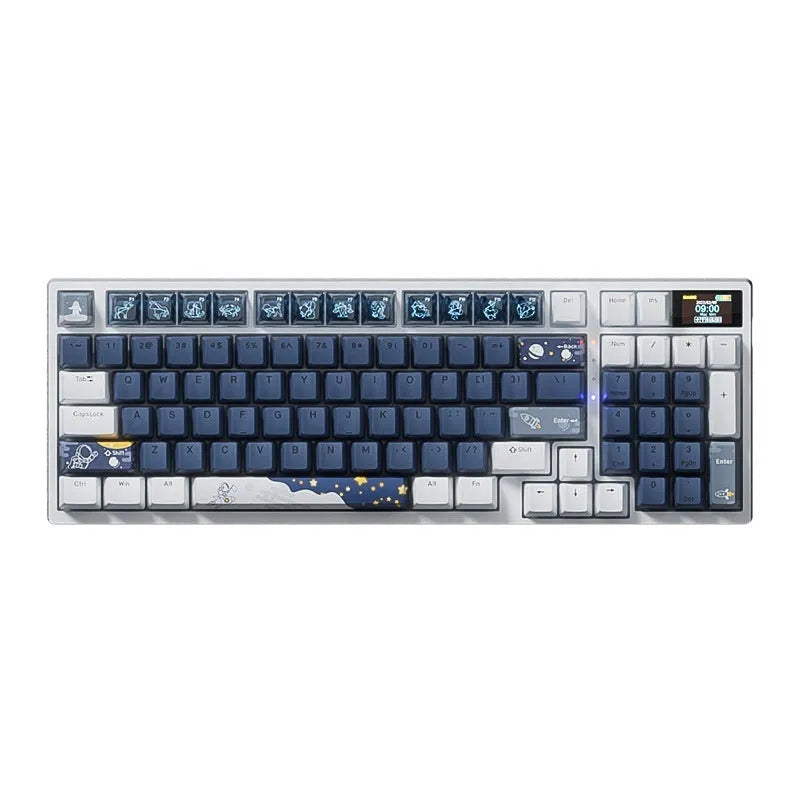 Wireless mechanical keyboard with three-mode Bluetooth, 88-98 keys, RGB backlight, hot swap switches, and colour screen display