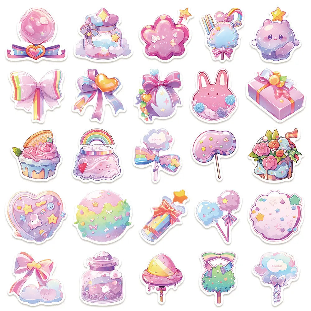 Fresh candy coloured waterproof stickers for hand account decoration measuring 4-7cm