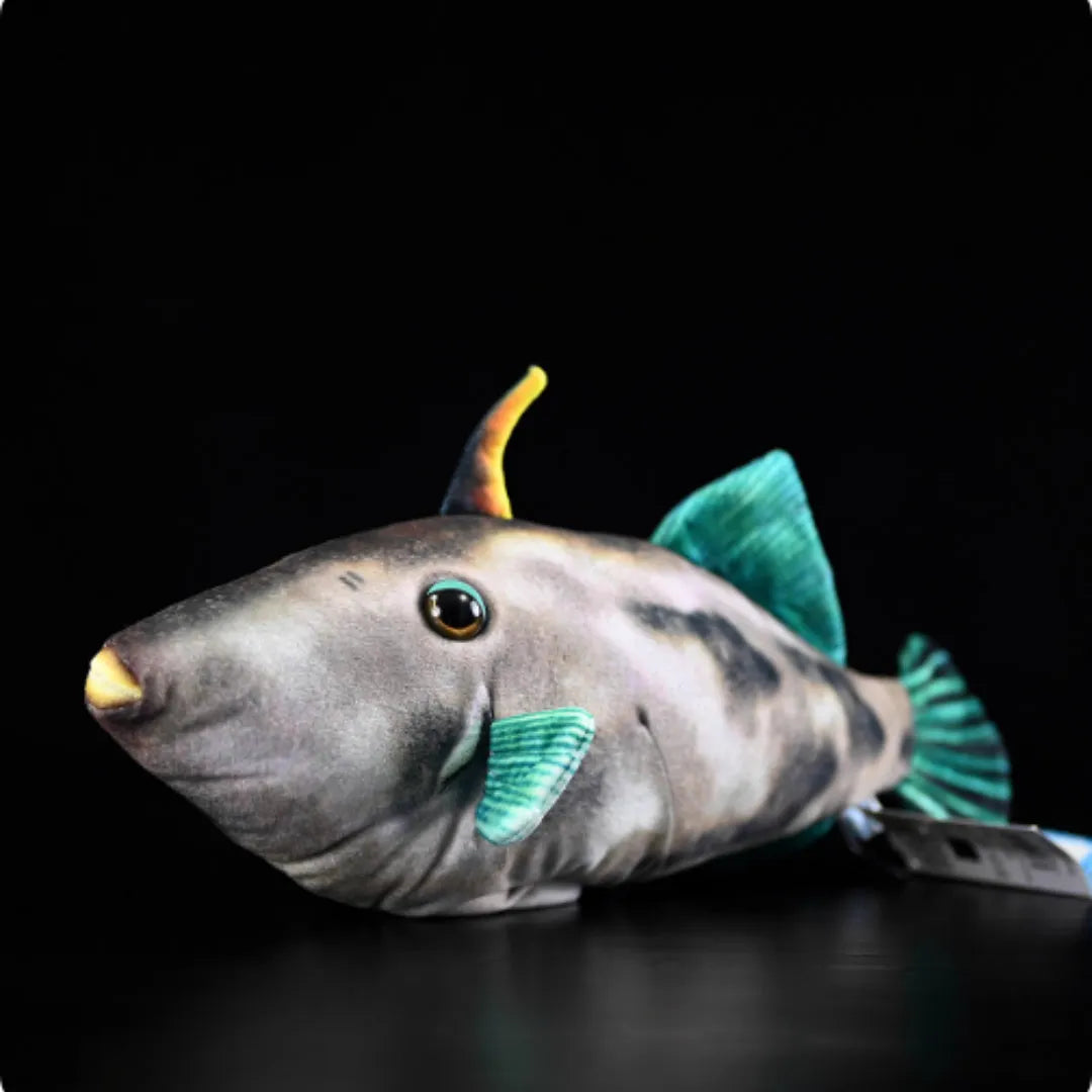 Green fin pufferfish plush toy 42cm flannel doll with PP cotton filling