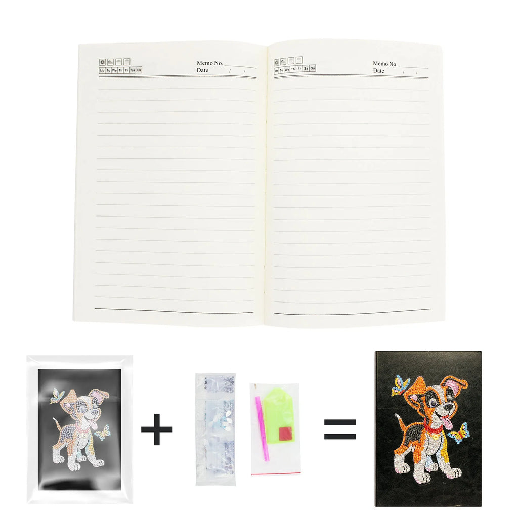 A5 black diamond painting notebook with hardcover, 50 pages, and dimensions 142x207x8mm