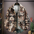 Casual lapel shirt coat jacket in polyester fabric with long sleeves and straight hem design