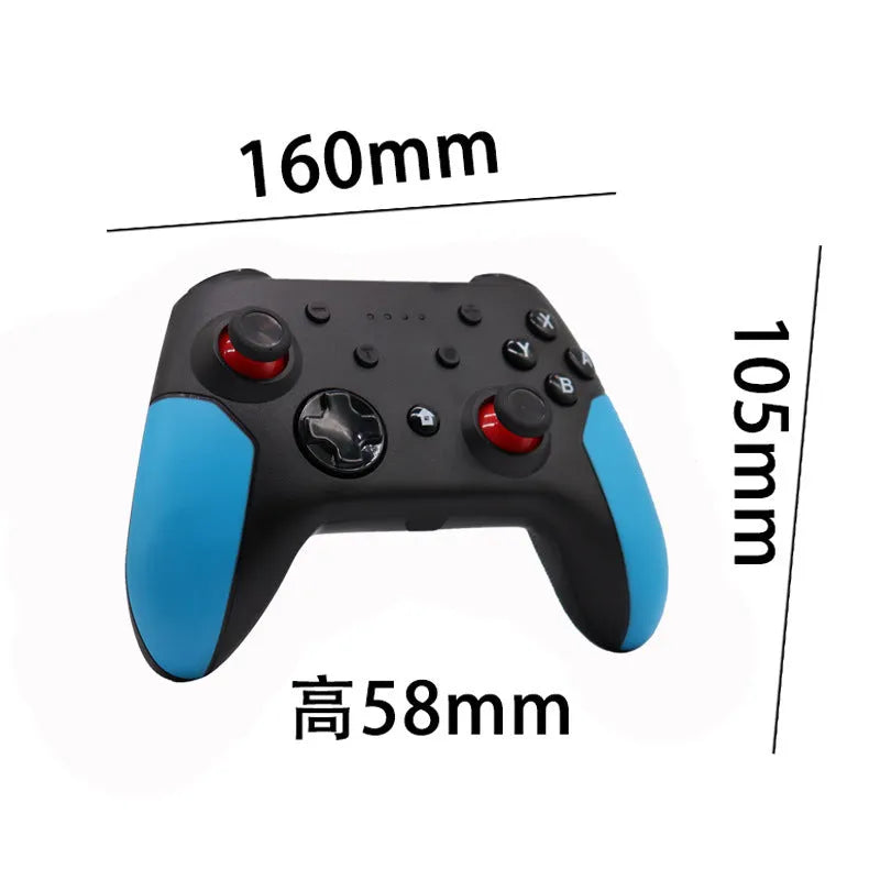 Bluetooth wireless game controller for Nintendo Switch and PC with left blue right red colour scheme
