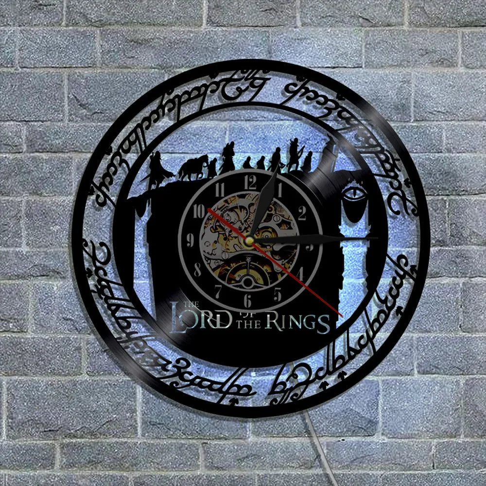 12 inch decorative wall clock with vinyl record dial in black, modern simple style