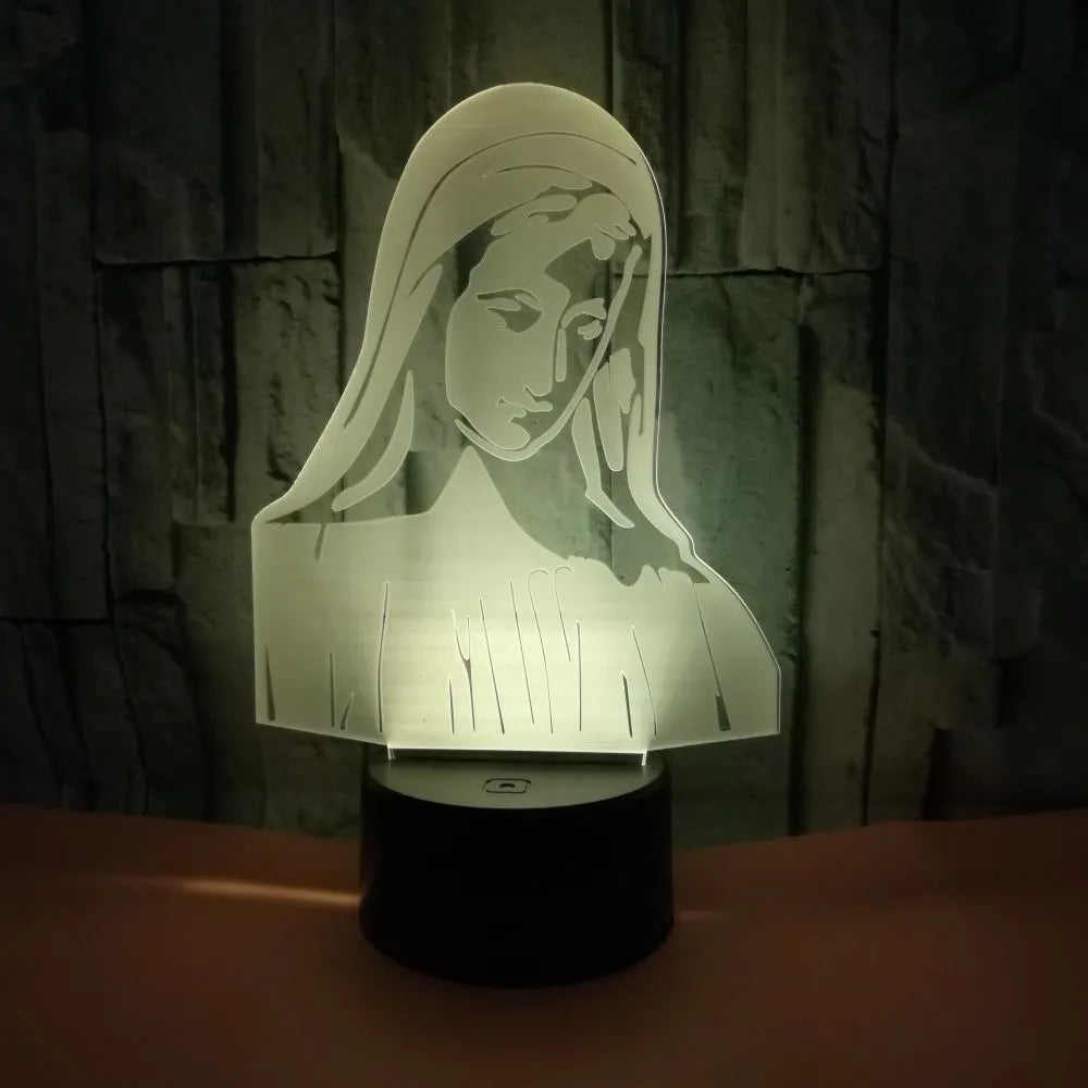 3D stereoscopic dual ring LED night light with touch control base and colourful acrylic panel.