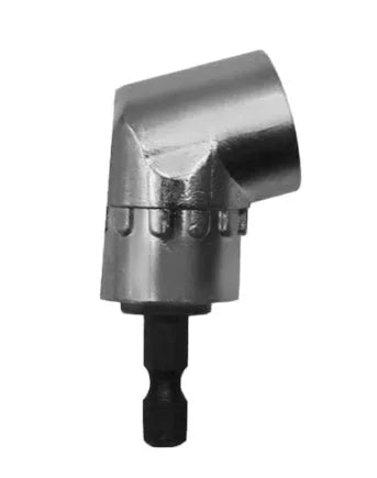 Silver chrome vanadium steel flexible screwdriver bit extension with 105-degree angle head and quick-release handle.