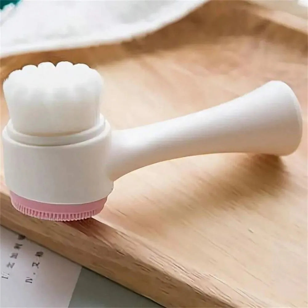 Blue nylon pet paw brush for dogs and cats on a white background.