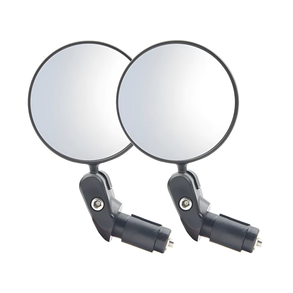 Black foldable convex rearview mirror for vehicles showing 7 cm diameter reflector and adjustable mounting
