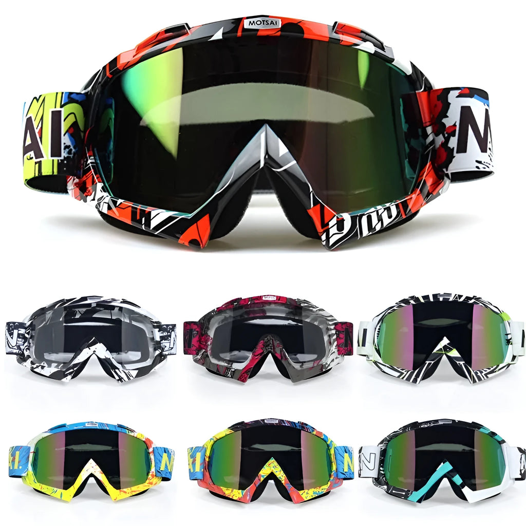 Unisex off-road goggles with ABS frame and interchangeable lens in a vibrant colour