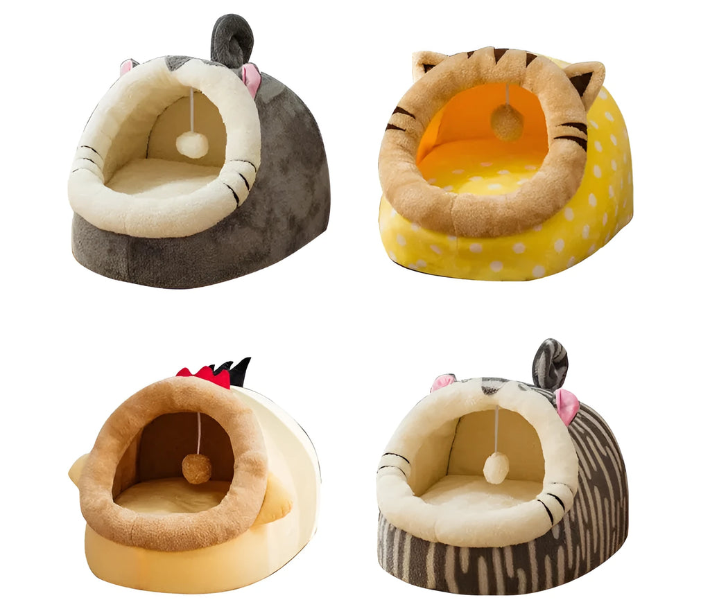 Washable four seasons pet kennel for cats and small dogs, sizes S M L, brown leopard pattern