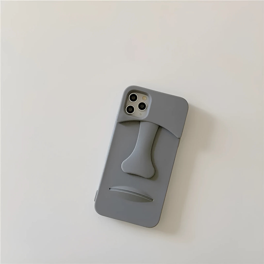 Grey cartoon stone soft rubber mobile phone case for Apple iPhone models