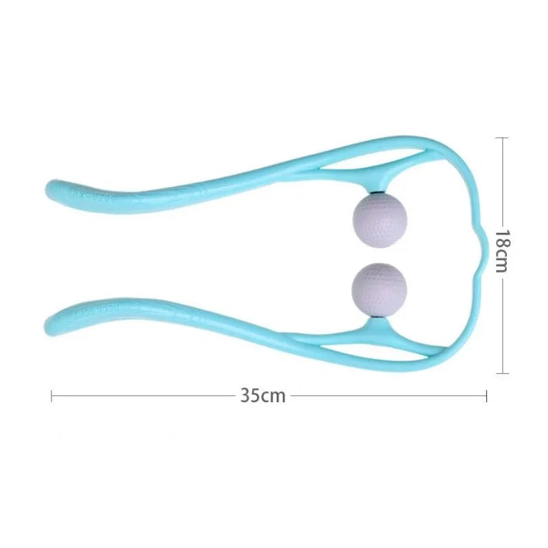 Plastic pressure point therapy neck massager with hand roller in pink, blue, or green colour options