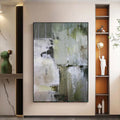 Handmade oil painting on canvas, modern abstract design, vertical orientation, rolled frameless artwork
