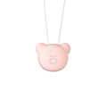 USB rechargeable mini air purifier necklace in blue, showing compact design worn around neck.