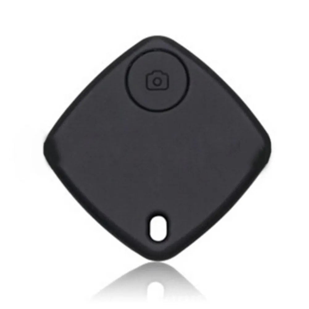 Small Bluetooth anti-lost tracker with key ring, 38mm diameter ABS plastic casing, available in black blue white