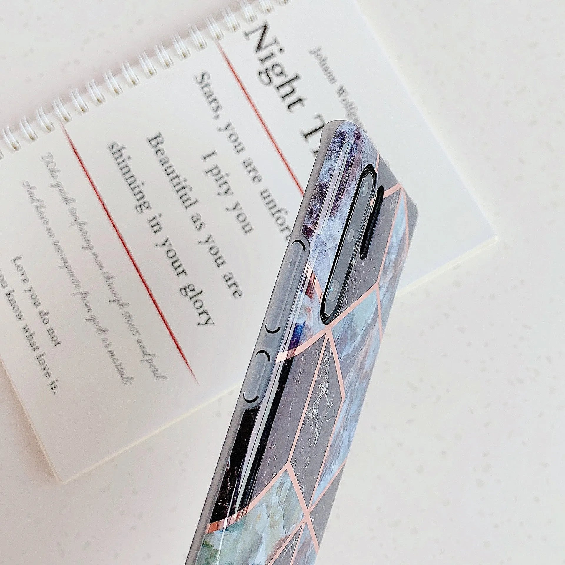 Electroplated marble phone case for Huawei and Samsung smartphones in multiple colour options