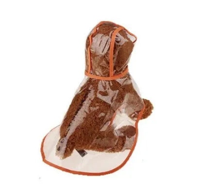 Transparent waterproof dog raincoat with adjustable waist and chest straps in green