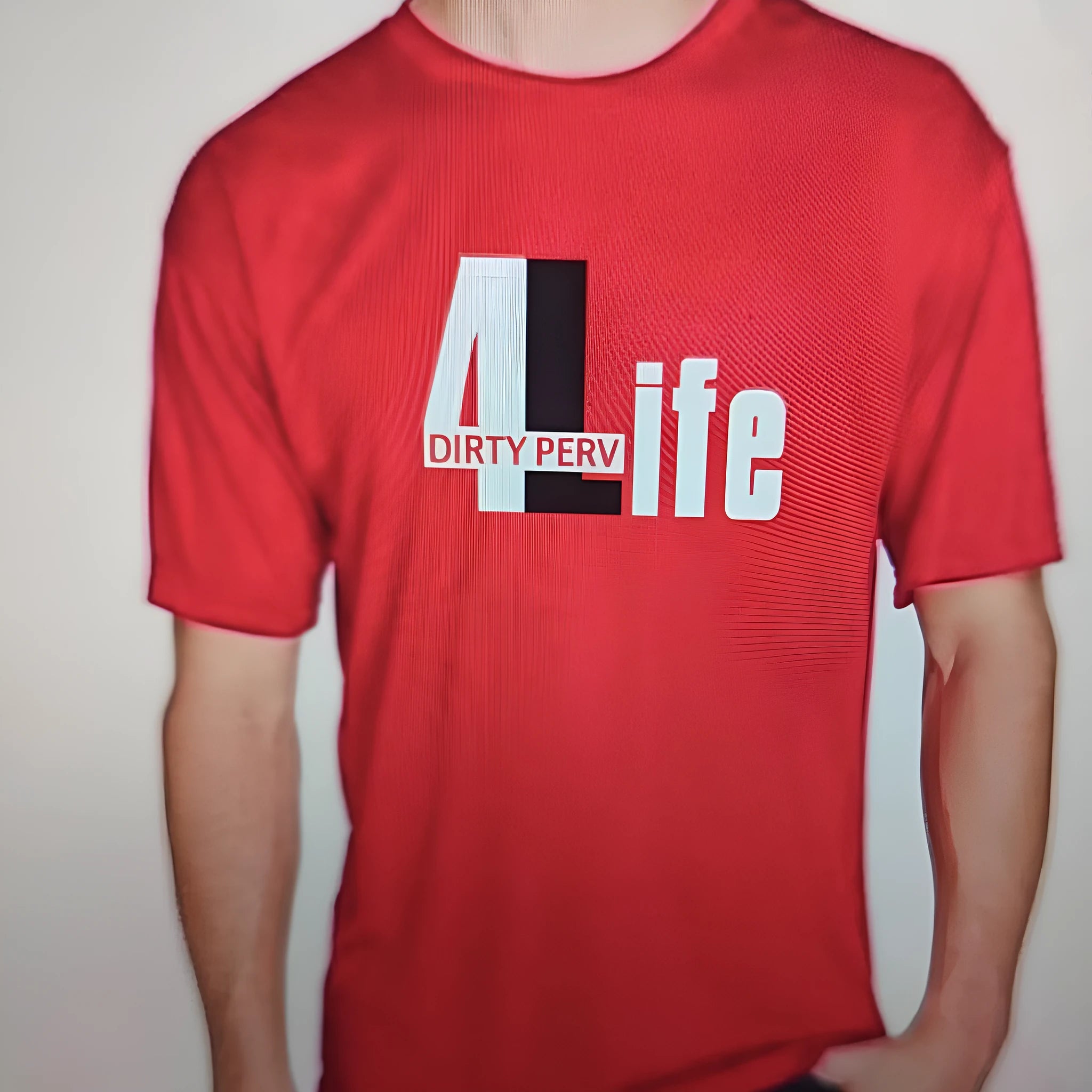 Men's red cotton t-shirt with short sleeves and round neck on mannequin showing casual summer style